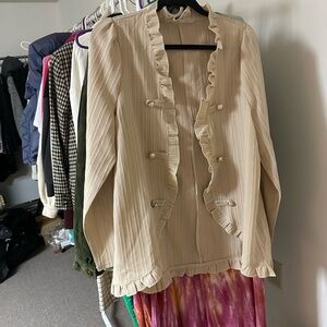 Women's Cream Ruffled blouse Jacket